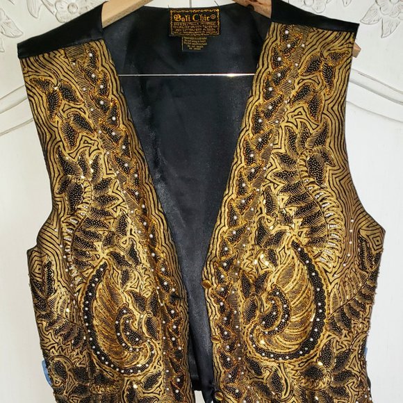Bali Chic Vintage Beaded Vest, Size Large - Picture 1 of 5
